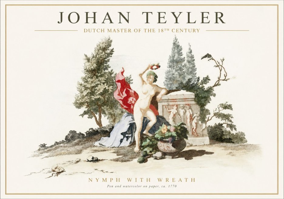 Johan Teyler Nymph with Wreath No1 - Póster