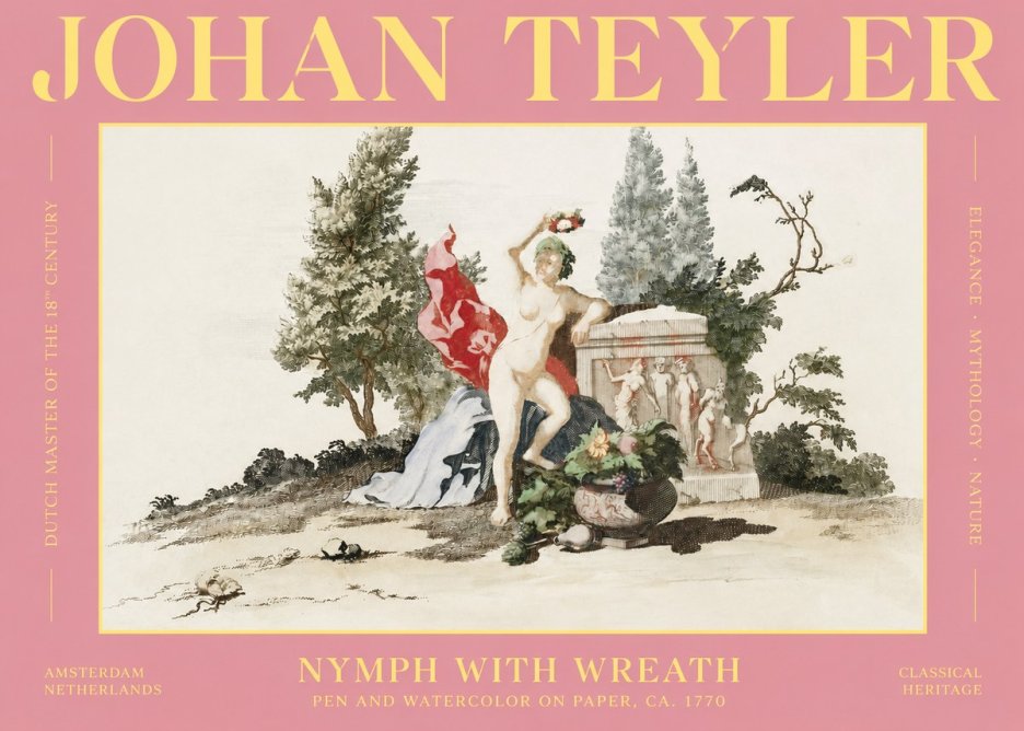 Johan Teyler Nymph with Wreath No2 - Póster