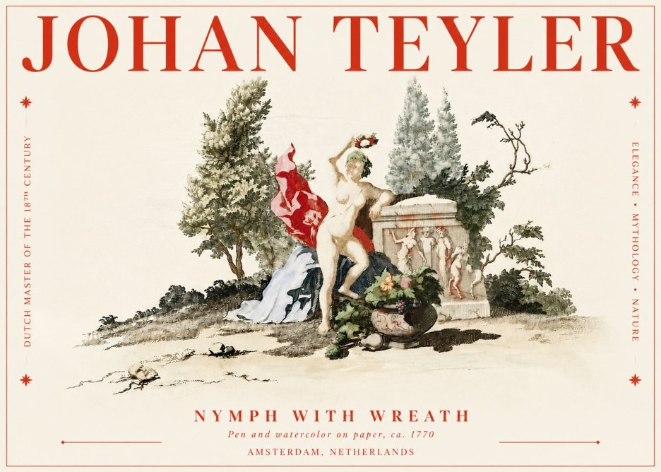 Johan Teyler Nymph with Wreath No4 - Póster