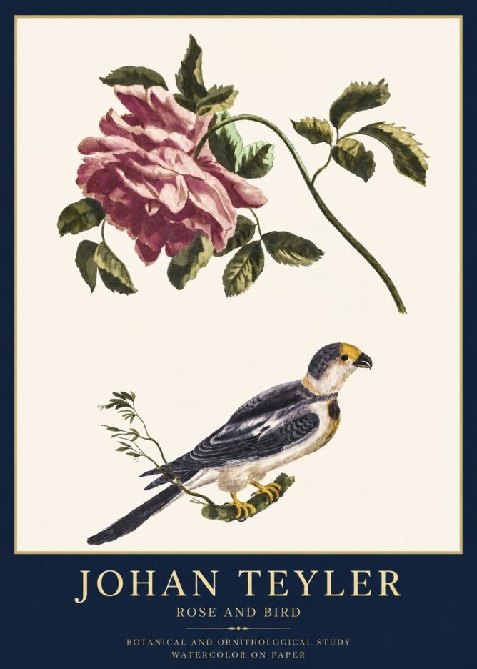 Johan Teyler Rose and Bird I No3 - Póster