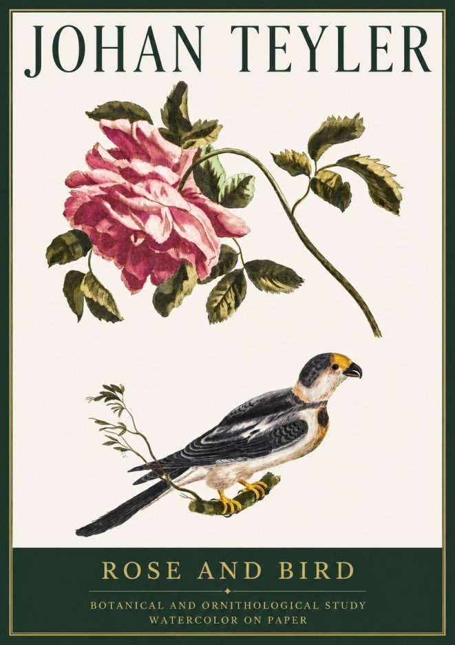 Johan Teyler Rose and Bird I No5 - Póster