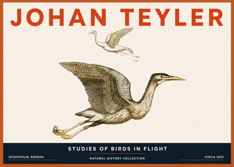 Johan Teyler Studies of Birds in Flight No5 - Póster