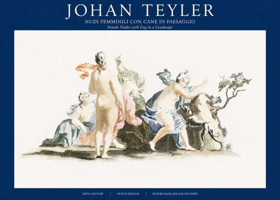 Johan Teyler Nudi Femminili Con Cane in Paesaggio No1 - Póster