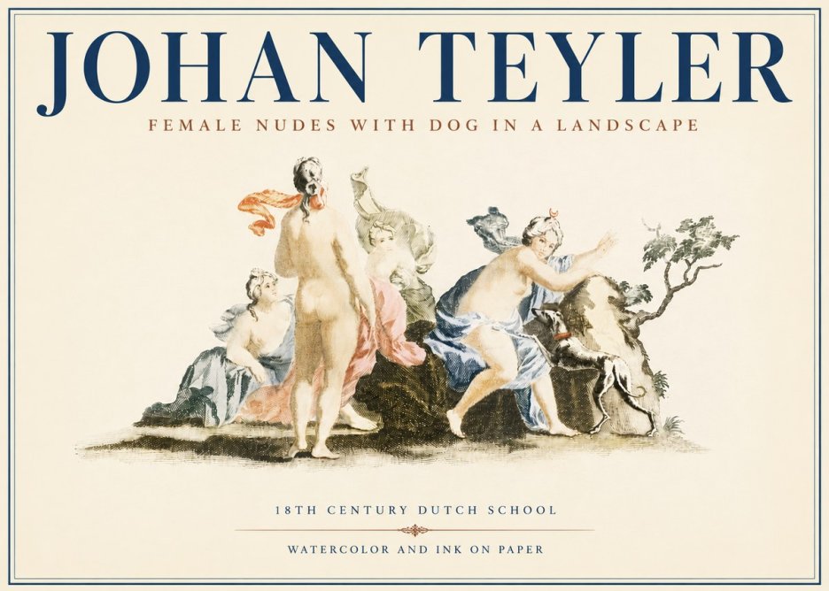 Johan Teyler Nudi Femminili Con Cane in Paesaggio No4 - Póster