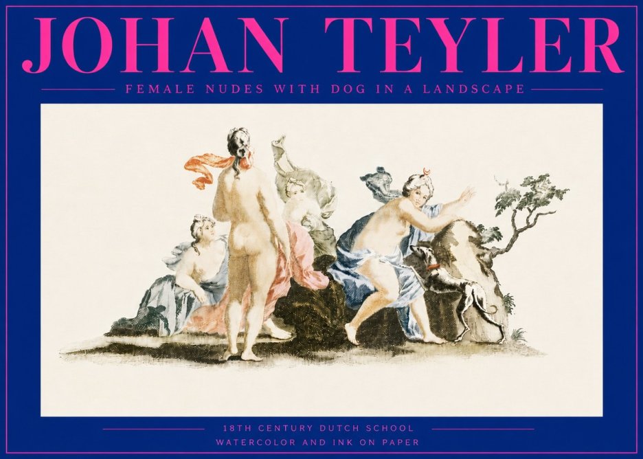 Johan Teyler Nudi Femminili Con Cane in Paesaggio No6 - Póster