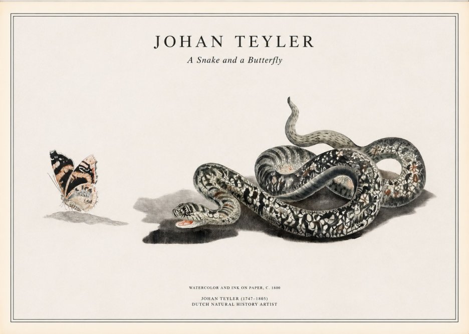Johan Teyler Snake and Butterfly No2 - Póster