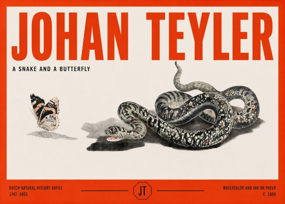 Johan Teyler Snake and Butterfly No3 - Póster