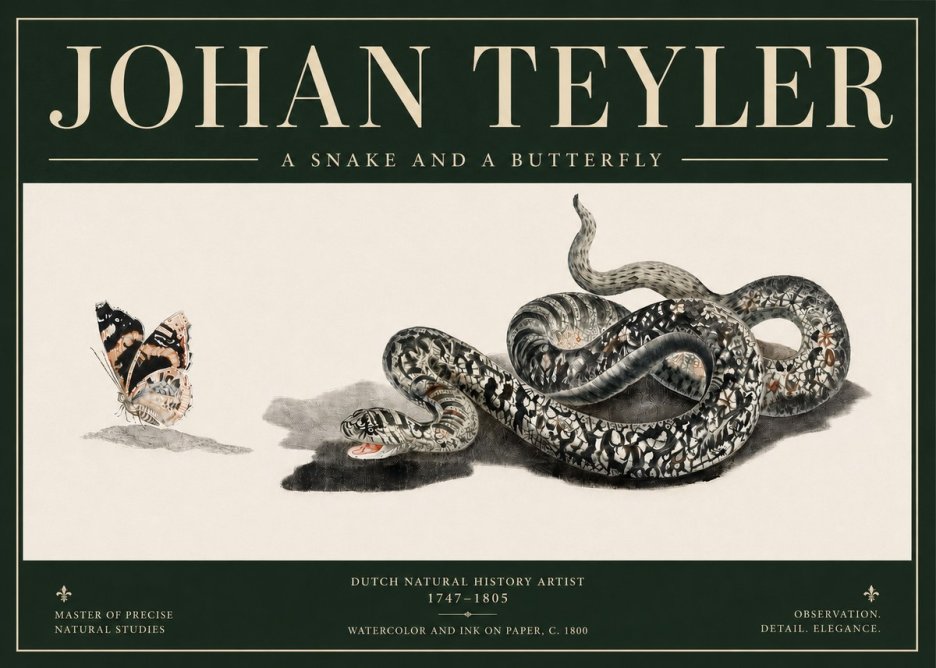 Johan Teyler Snake and Butterfly No5 - Póster