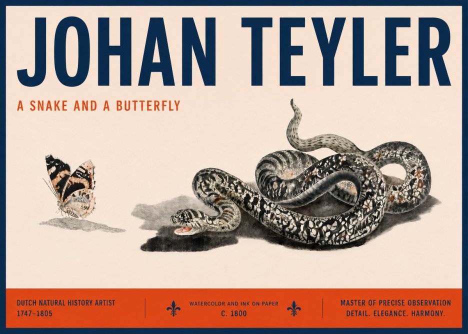 Johan Teyler Snake and Butterfly No6 - Póster
