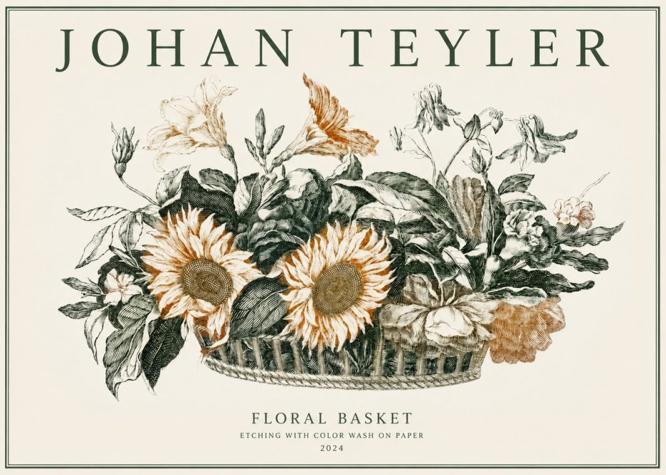 Johan Teyler Floral Basket No2 - Póster