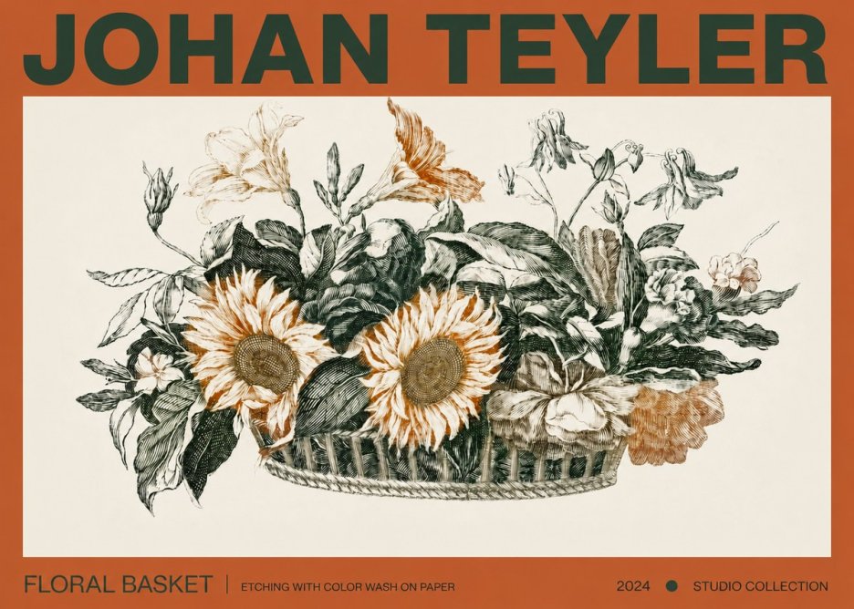 Johan Teyler Floral Basket No3 - Póster