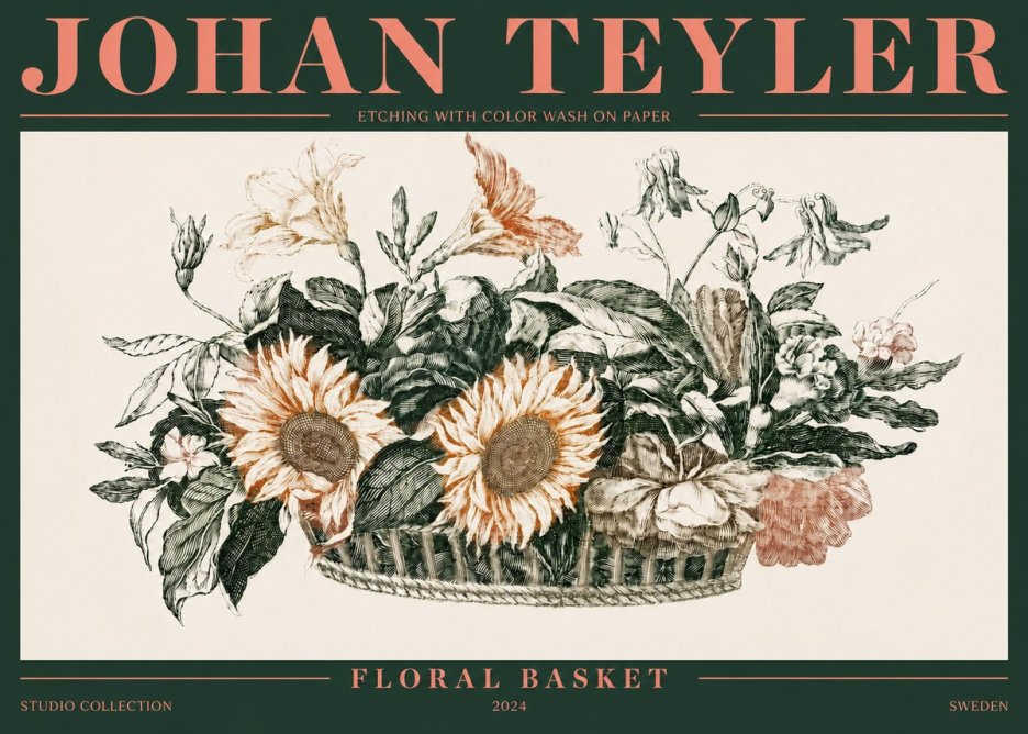 Johan Teyler Floral Basket No4 - Póster