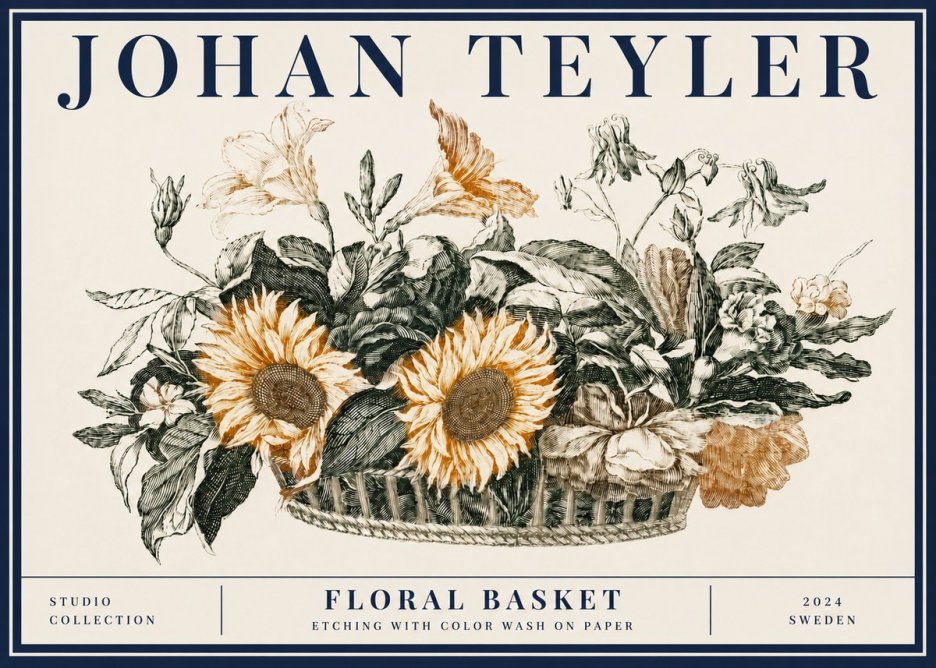 Johan Teyler Floral Basket No5 - Póster