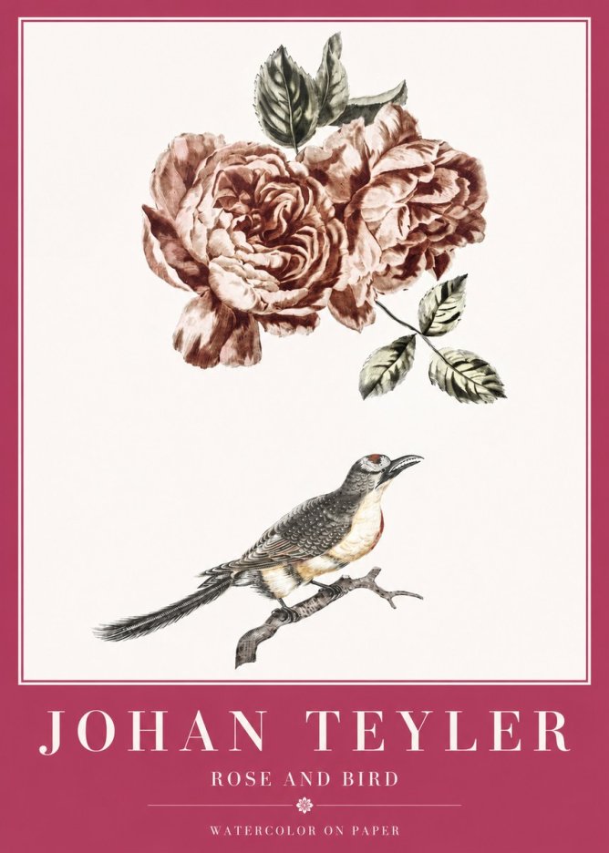 Johan Teyler Rose and Bird II No2 - Póster