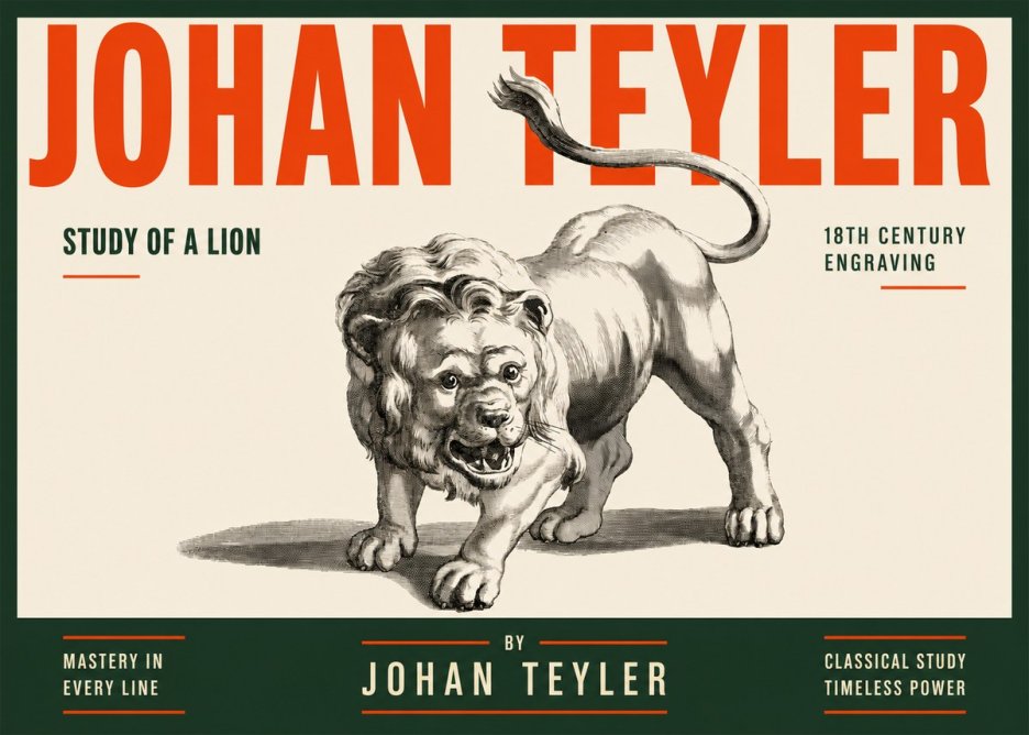 Johan Teyler Study of a Lion No2 - Póster