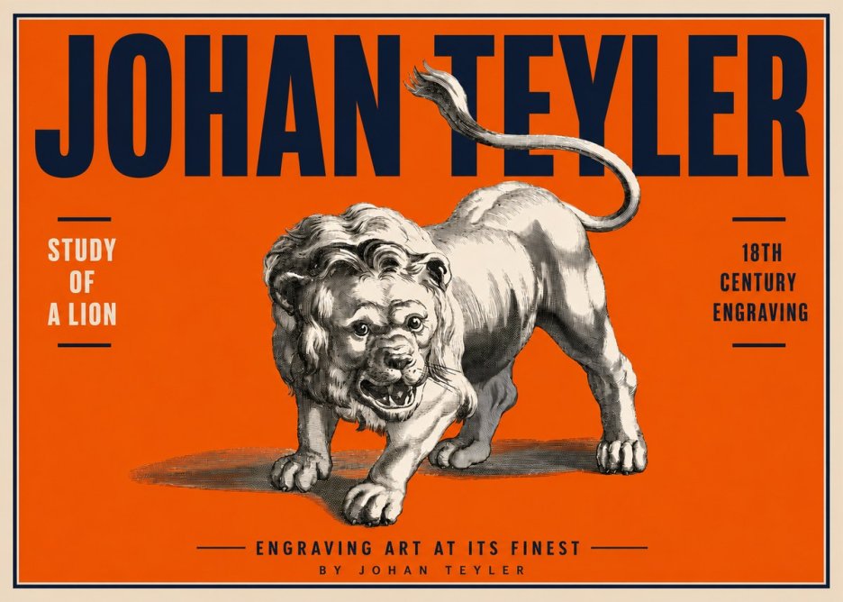 Johan Teyler Study of a Lion No4 - Póster