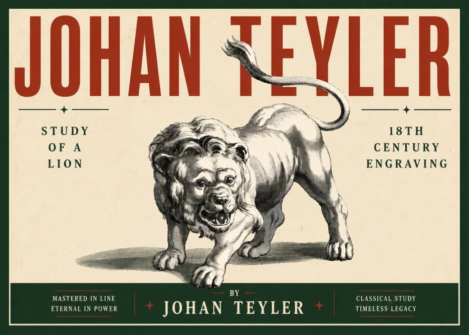 Johan Teyler Study of a Lion No5 - Póster