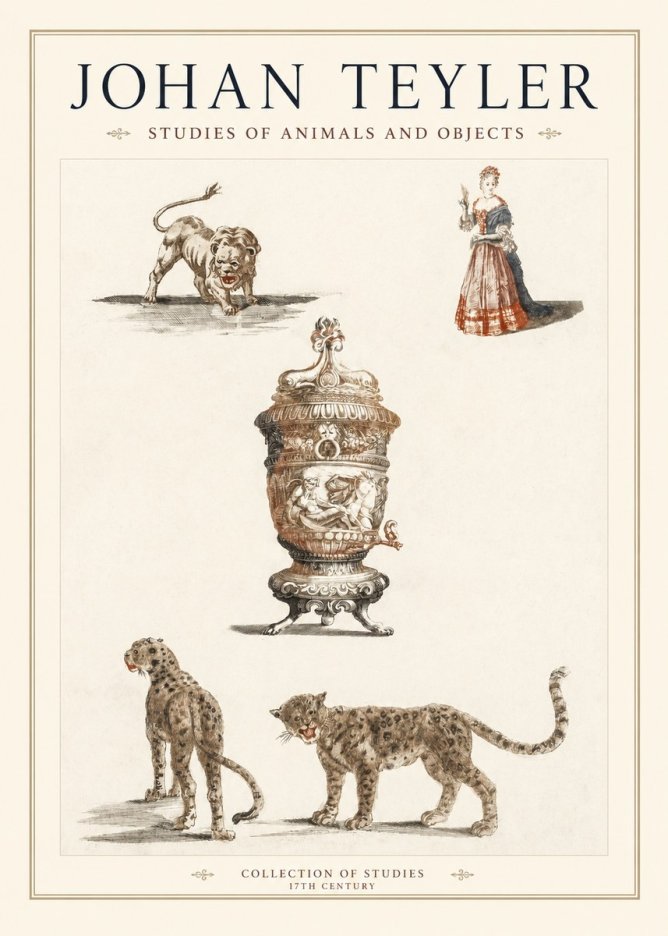 Johan Teyler Studies of Animals and Objects No1 - Póster