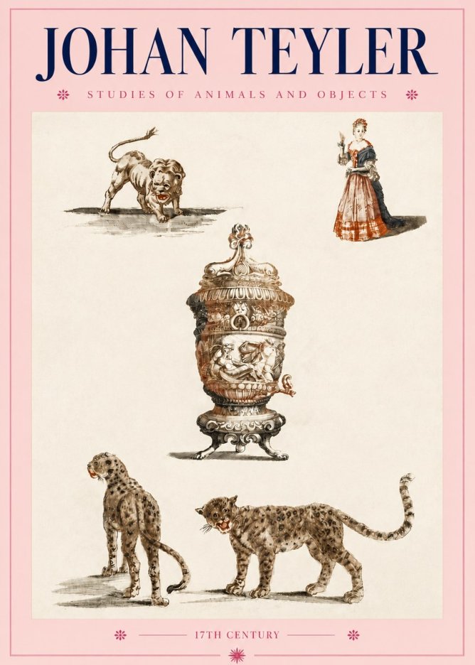 Johan Teyler Studies of Animals and Objects No4 - Póster