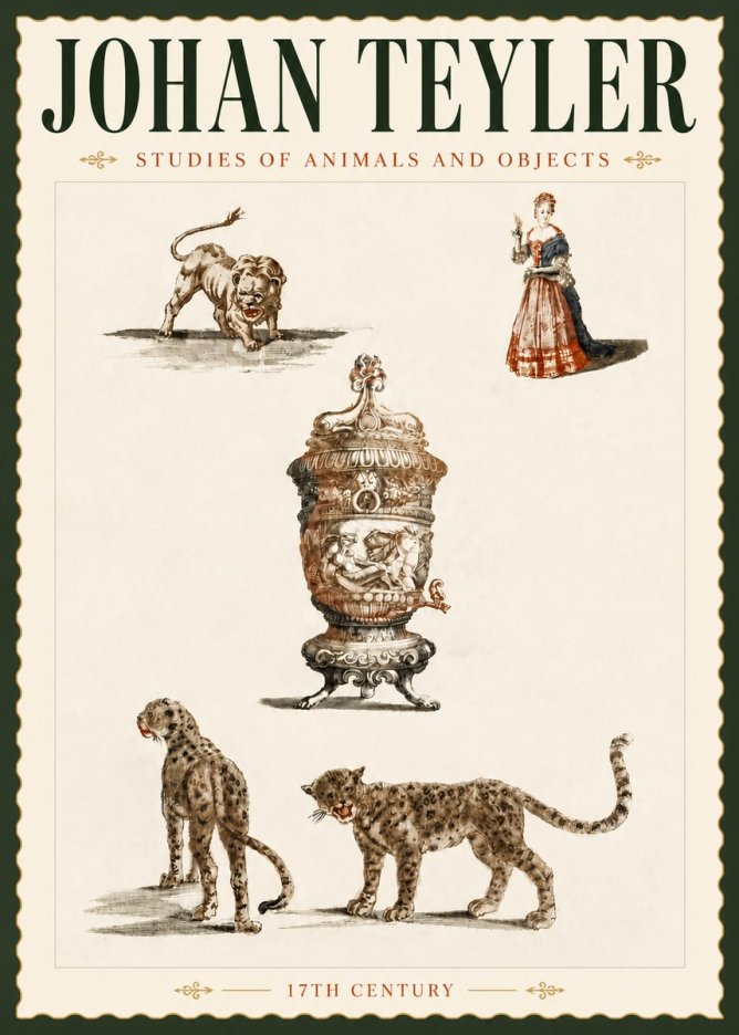 Johan Teyler Studies of Animals and Objects No5 - Póster