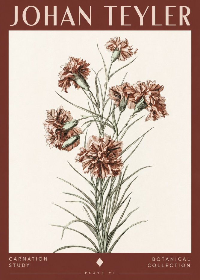 Johan Teyler Carnation Study No2 - Póster