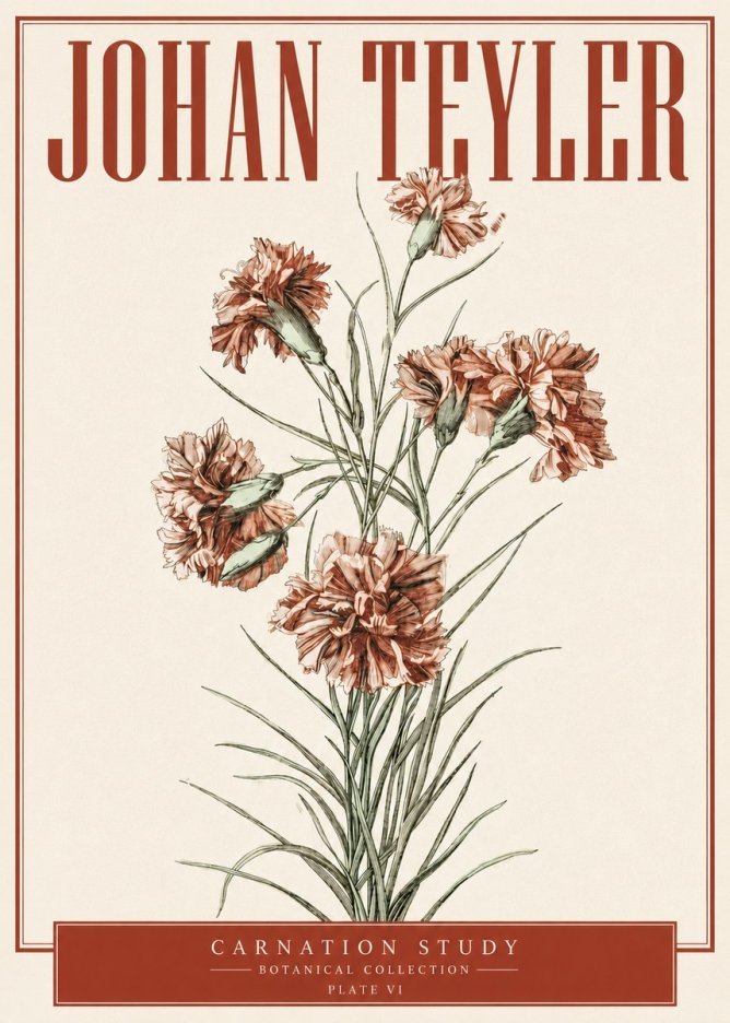Johan Teyler Carnation Study No4 - Póster