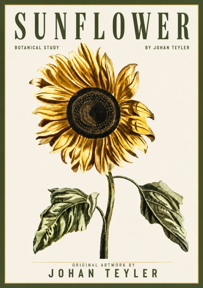 Johan Teyler Sunflower - Botanical Study No4 - Póster