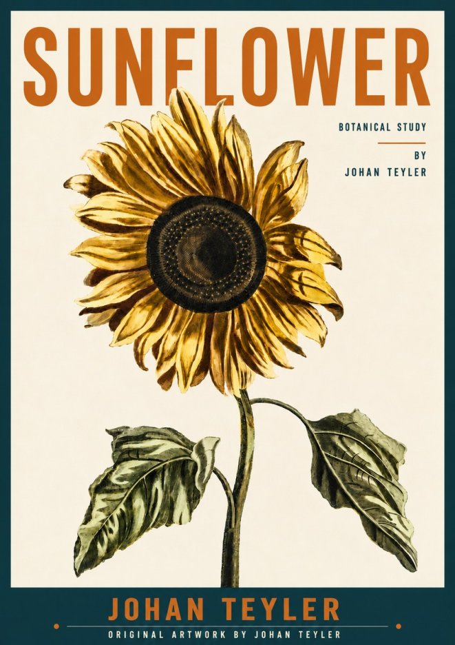 Johan Teyler Sunflower - Botanical Study No5 - Póster
