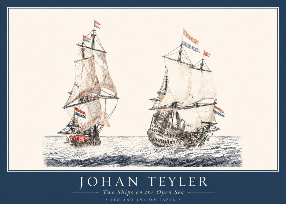 Johan Teyler Two Ships on the Open Sea No1 - Póster