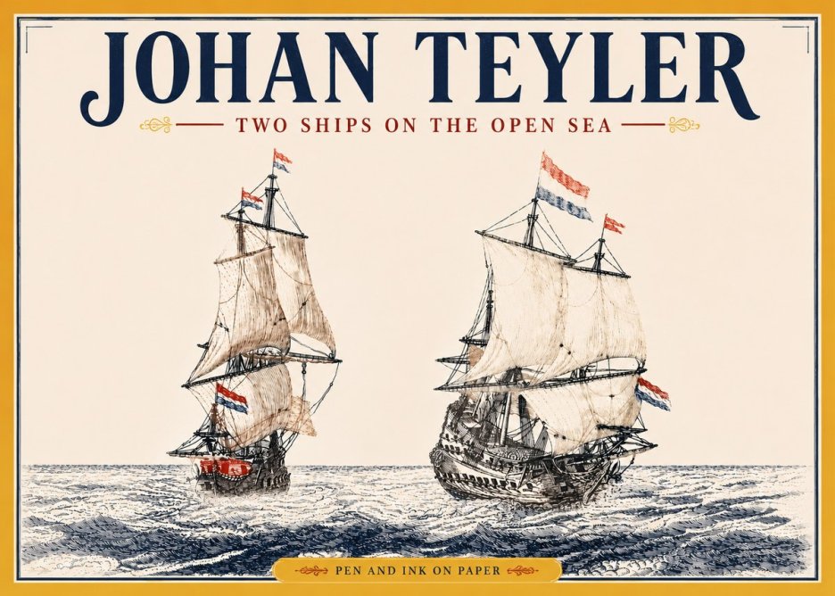 Johan Teyler Two Ships on the Open Sea No5 - Póster