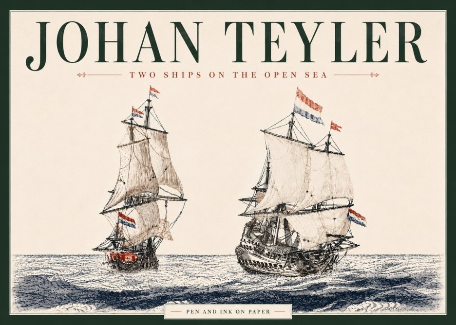 Johan Teyler Two Ships on the Open Sea No6 - Póster