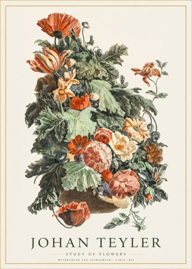 Johan Teyler Study of Flowers No1 - Póster