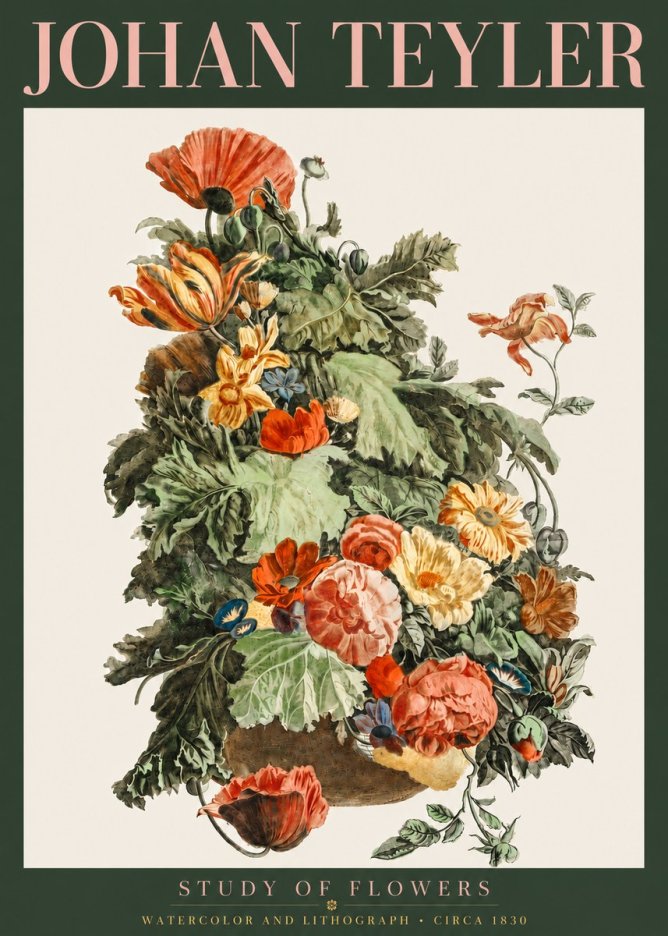 Johan Teyler Study of Flowers No3 - Póster