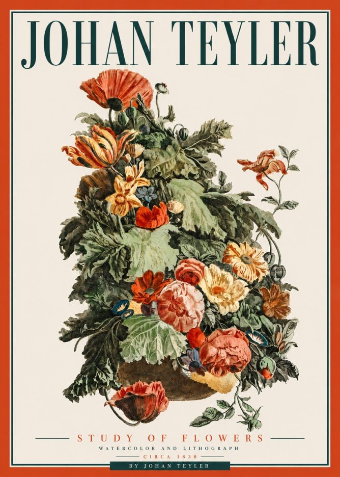 Johan Teyler Study of Flowers No5 - Póster