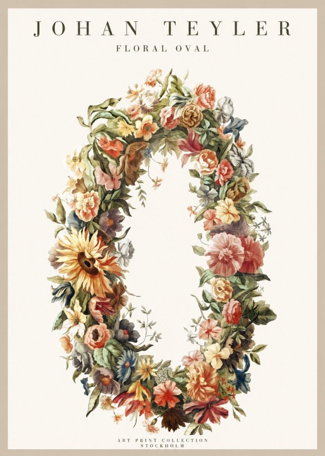 Johan Teyler Floral Oval No1 - Póster