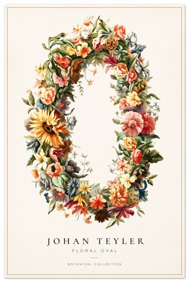 Johan Teyler Floral Oval No2 - Póster