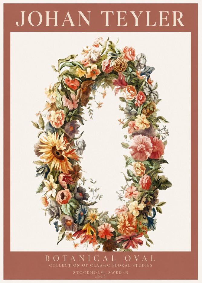 Johan Teyler Floral Oval No3 - Póster
