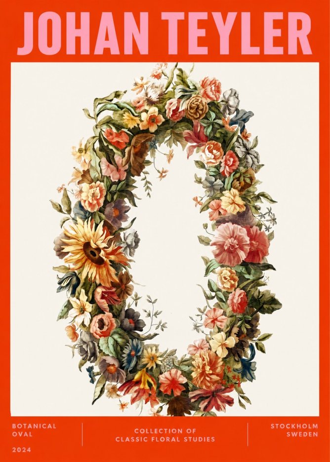 Johan Teyler Floral Oval No4 - Póster