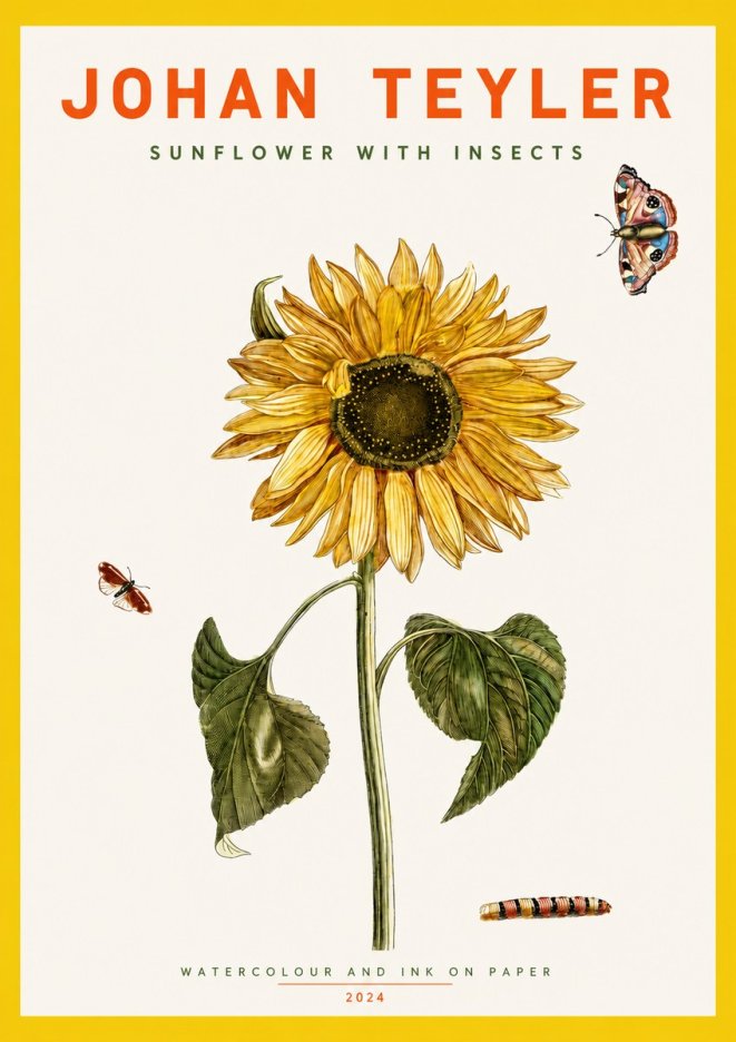 Johan Teyler Sunflower with Insects No2 - Póster