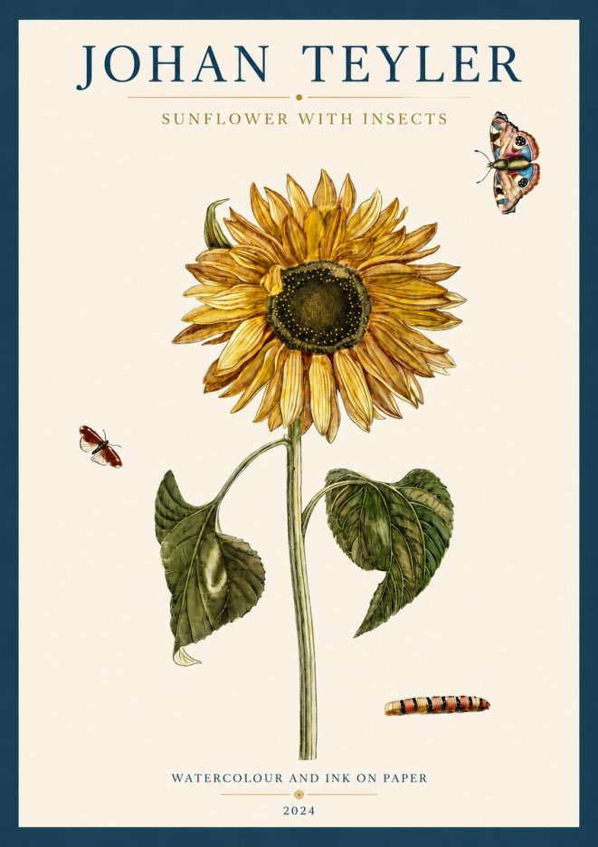 Johan Teyler Sunflower with Insects No3 - Póster