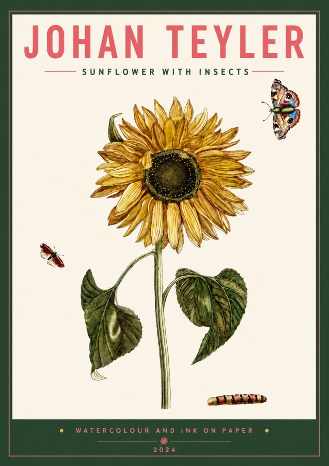 Johan Teyler Sunflower with Insects No5 - Póster