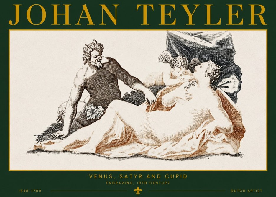 Johan Teyler Venus, Satyr and Cupid No2 - Póster