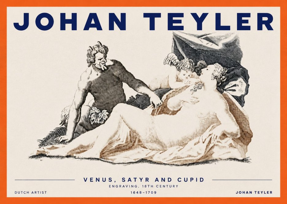 Johan Teyler Venus, Satyr and Cupid No3 - Póster
