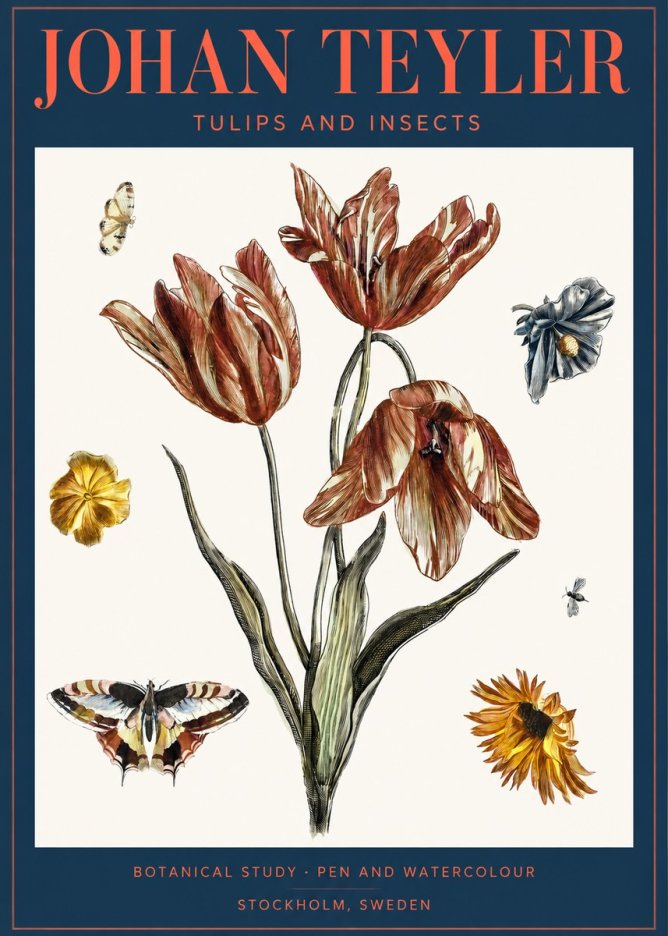 Johan Teyler Tulips and Insects No2 - Póster