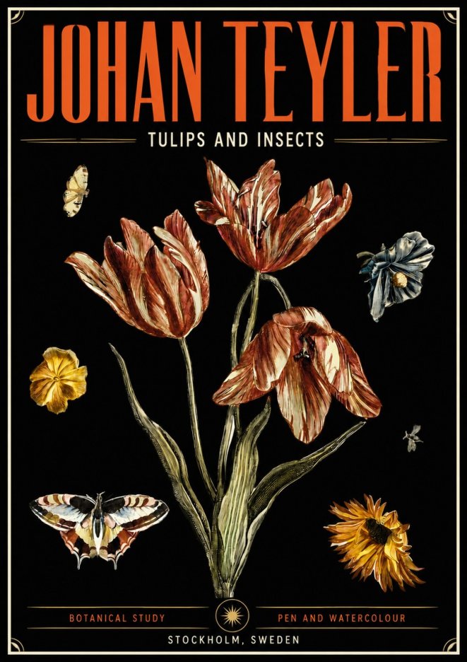 Johan Teyler Tulips and Insects No5 - Póster