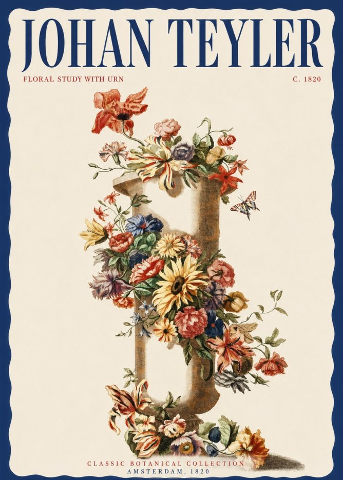 Johan Teyler Floral Study with Urn No2 - Póster