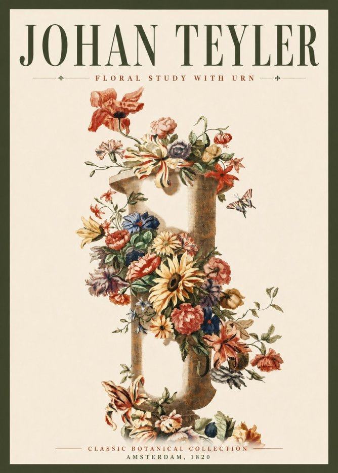 Johan Teyler Floral Study with Urn No3 - Póster