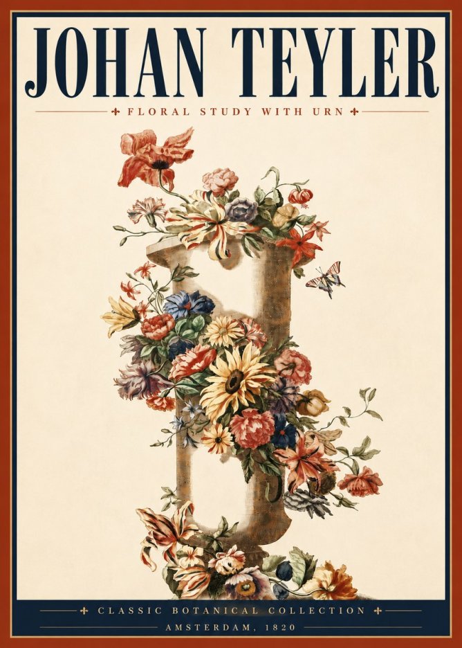 Johan Teyler Floral Study with Urn No4 - Póster