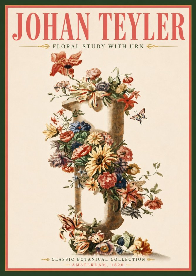 Johan Teyler Floral Study with Urn No5 - Póster
