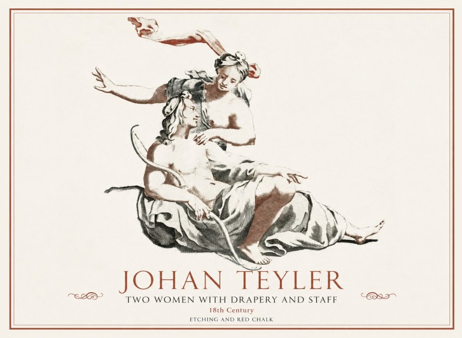 Johan Teyler Two Women with Drapery and Staff No1 - Póster